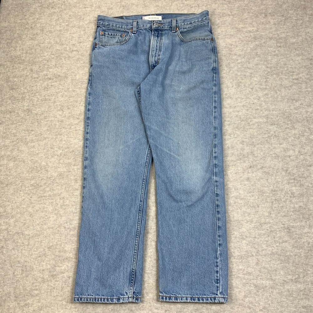 Levis Jeans 33x28 Blue Pants Faded 505 Straight Light Classic Denim‎ Tag 34x30